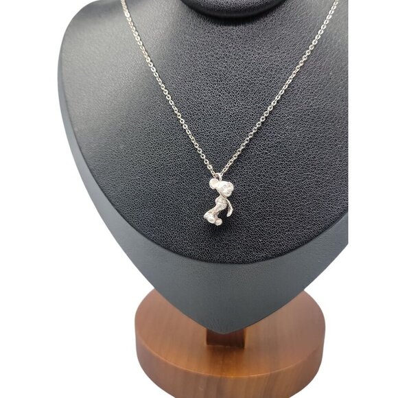 Sterling Silver Disney Vintage Pendant 925 Mickey Mouse 19" Silver Tone Chain - Picture 12 of 16